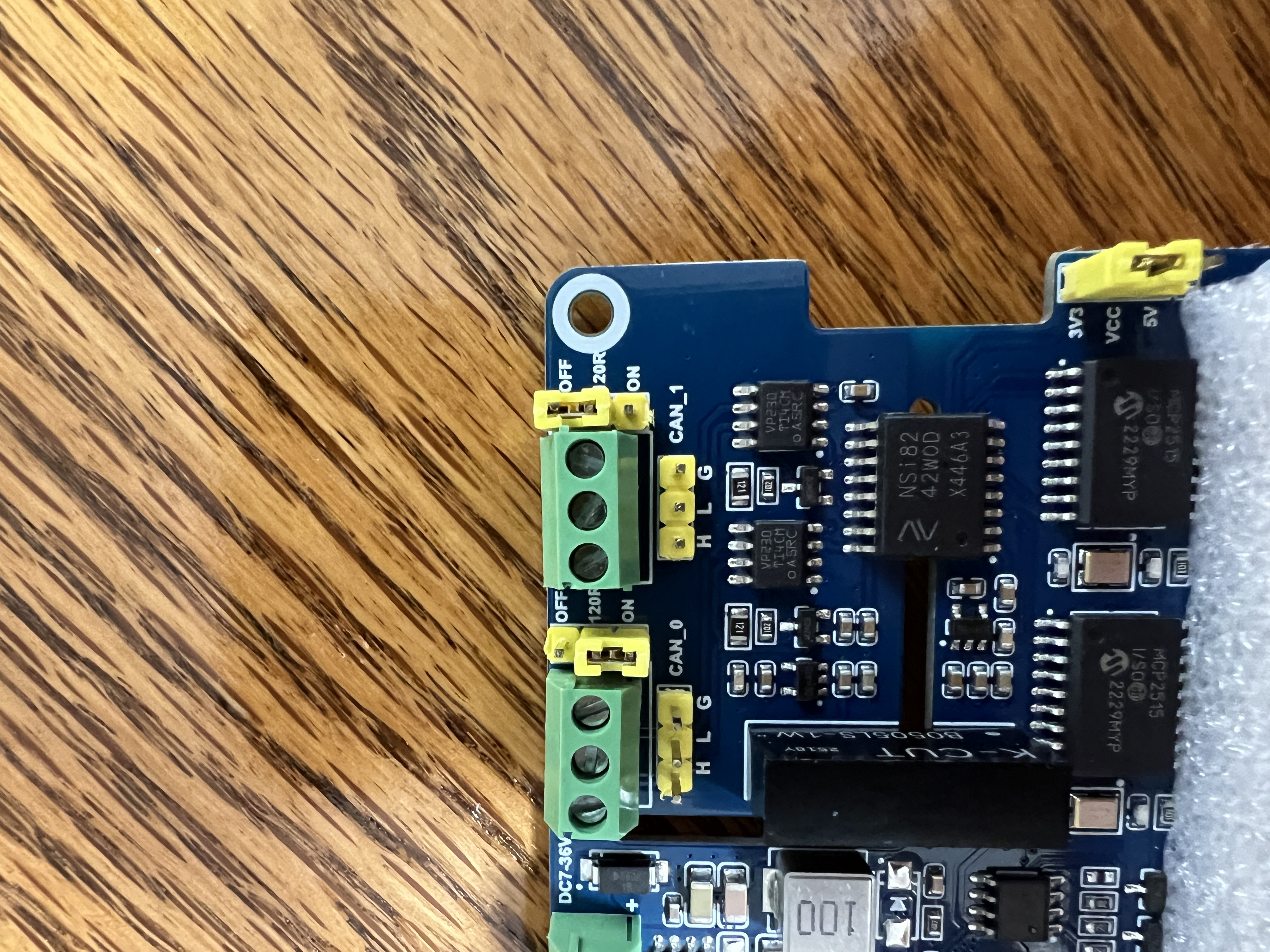 Waveshare CAN HAT mounted on the Raspberry Pi