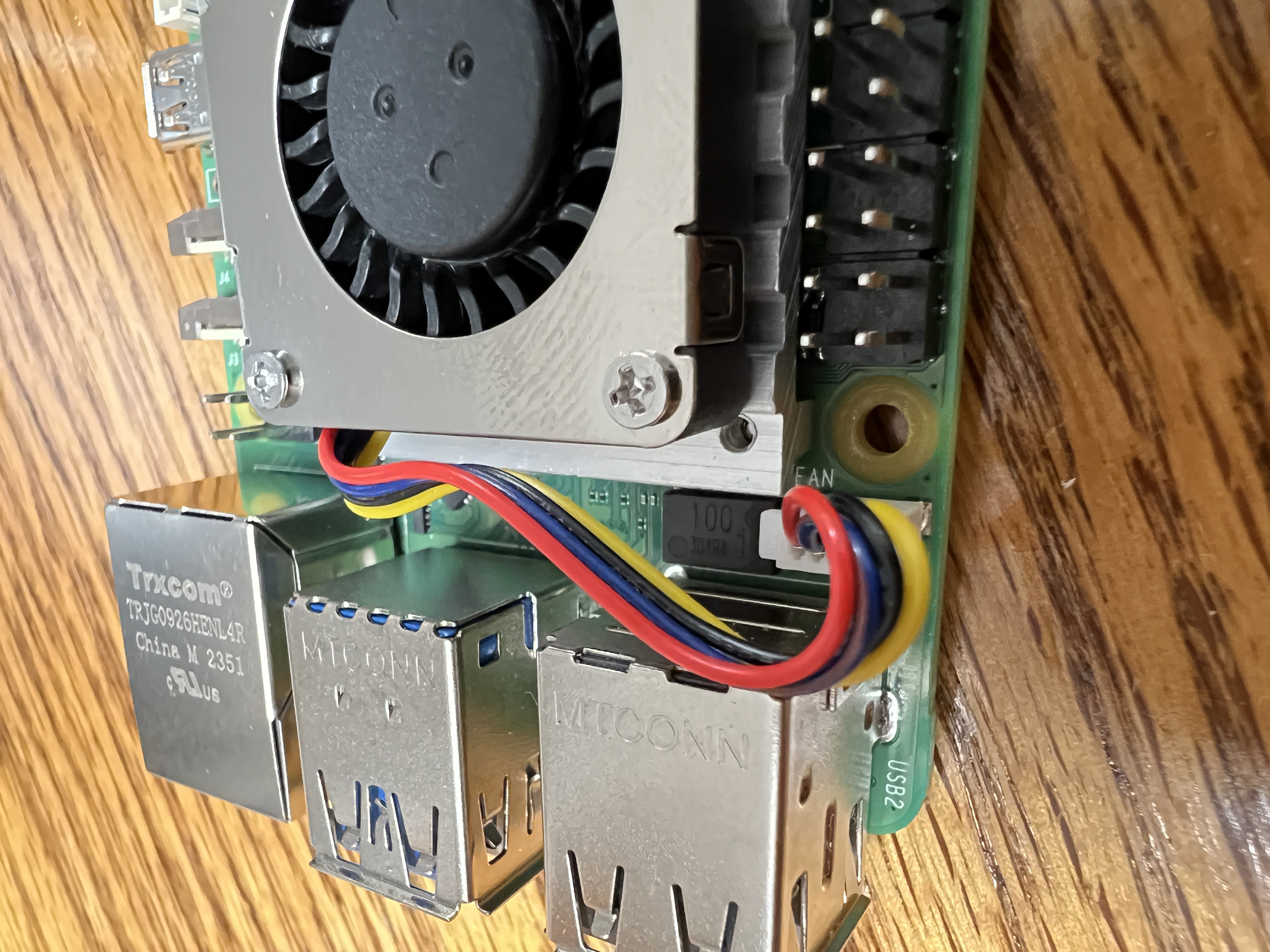 Top-down view of the assembled hardware